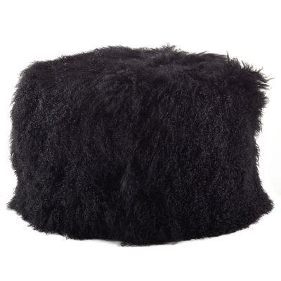 Bulluck Upholstered Genuine Fur Ottoman