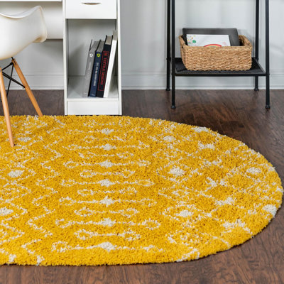 Tapis jaune à motif géométrique Griego