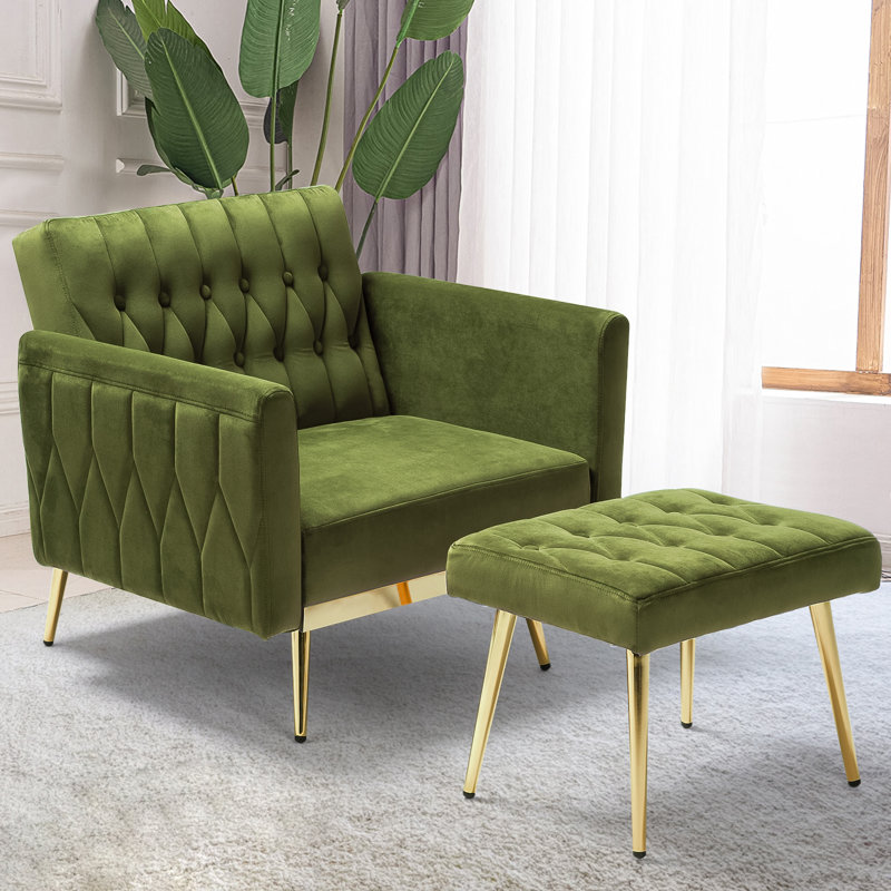 Fauteuil d'appoint Siemon, Velours vert olive