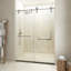 Porte de douche coulissante simple sans cadre de 56 à 60 po x H 76 po avec verre transparent-102079238