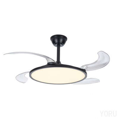 Ventilateurs de plafond rétractables avec lumières, ventilateur de plafond de 42 pouces avec lumière et télécommande, montage encastré, réversible à courant continu, ventilateur de plafond blanc à faible bruit et 3 chambres pour la chambre à coucher, le salon, la cuisine et l'intérieur