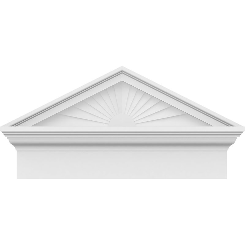 24"W x 12-7/8"H x 2-3/4"P (Pitch 6/12) Peaked Cap Sunburst Architectural Grade PVC Combination Pediment