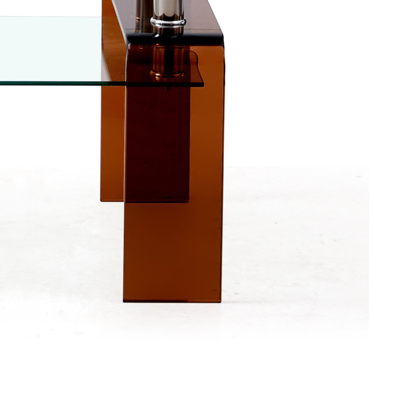 Table basse moderne à 2 niveaux en verre trempé avec tablette de rangement | Table centrale peu encombrante pour le salon et les petits espaces