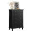 Commode haute 6 tiroirs Vintage avec pieds fuselés, commode en bois, noir-1913130826