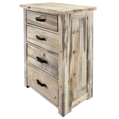 Commode 4 tiroirs en bois massif Jaynee