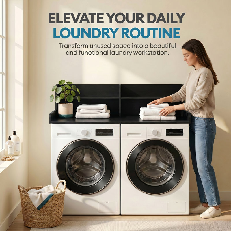 Support de rangement de comptoir pour laveuse et sécheuse 54 po Basicwise, Noir
