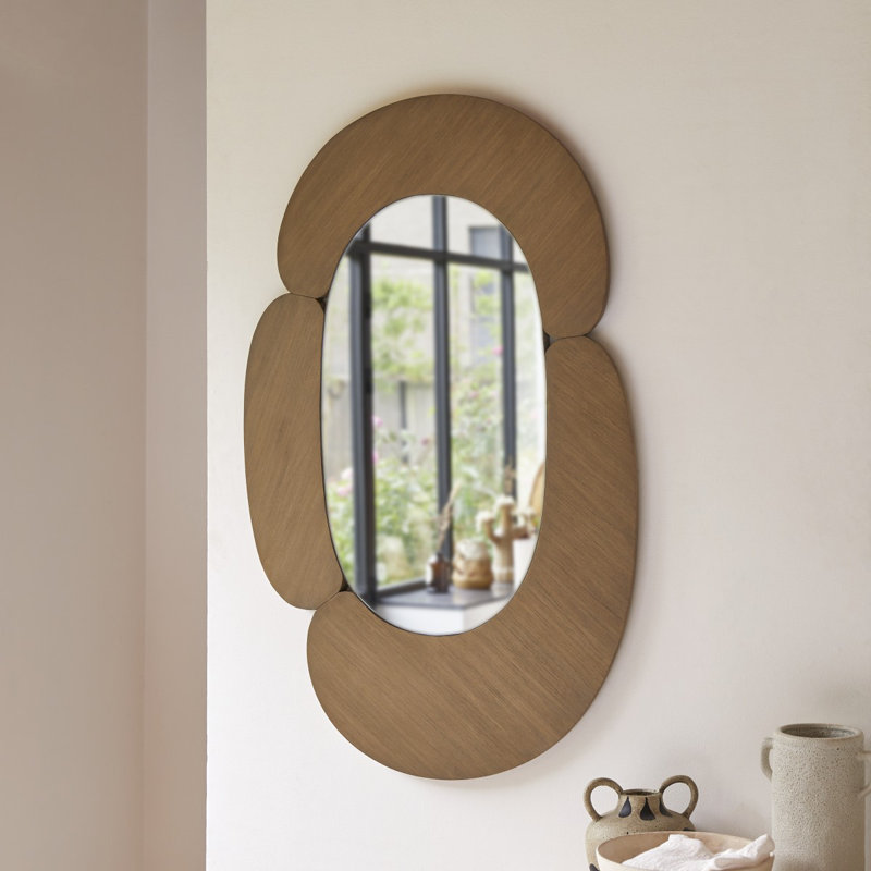 Eda Novelty Solid Wood Mirror, 29.13" x 44.88", Natural Wood