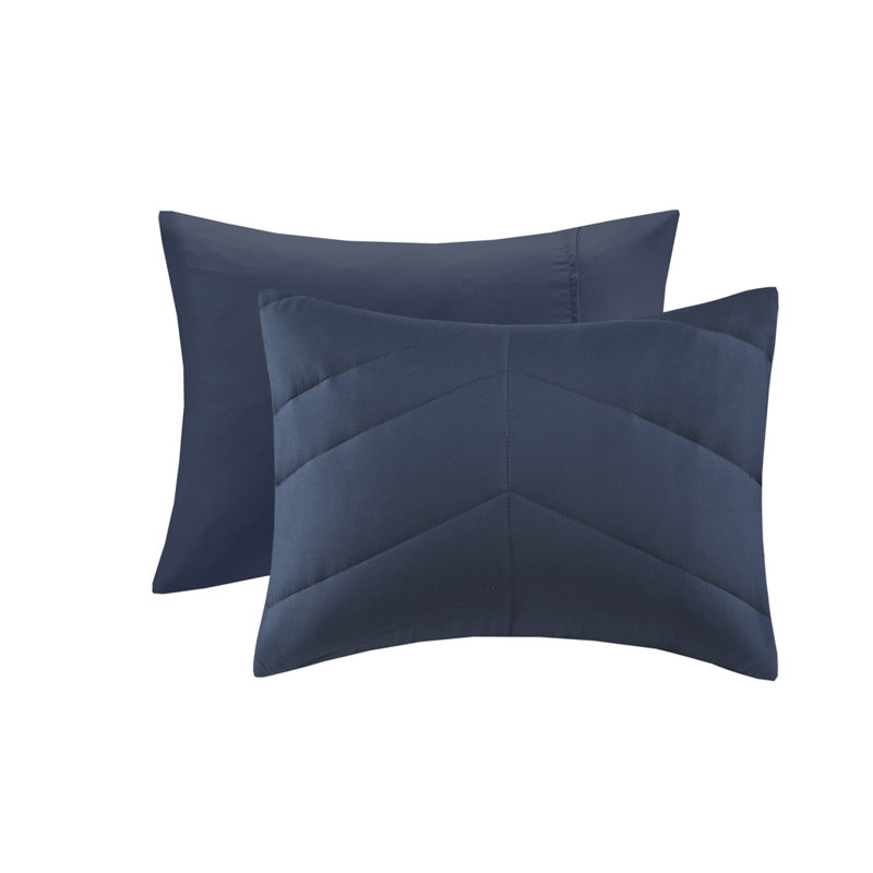 Navy Twin Microfiber Quilted Comforter Set