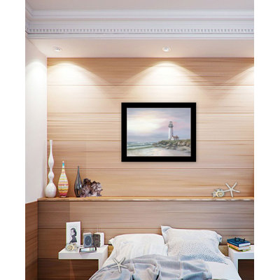 Art mural encadré "Phare au coucher du soleil", impression de décoration moderne pour le salon, la chambre à coucher et la ferme par Georgia Janisse
