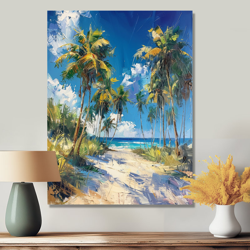 Palmiers verts, paradis tropical II - palmiers et palmiers, art mural, Sans cadre, métal, H 16 po x l 32 po