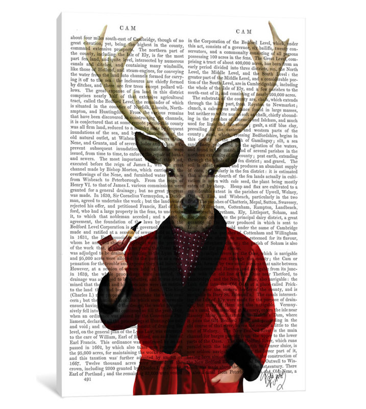«Deer in smoking vestes», impression sur toile, H 26 po x l 18 po x P 1,5 po, Toile tendue, Pas de tapis