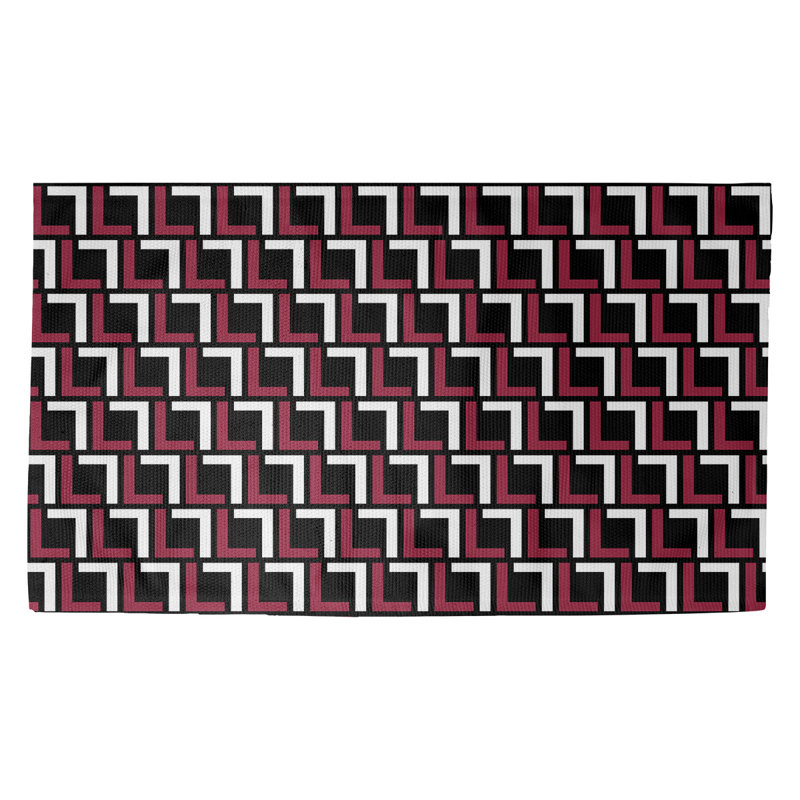 Tapis géométrique rose / noir / blanc, Rectangle 2 pi x 3 pi