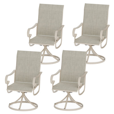 Patio Swivel Chairs Set Of 4, Outdoor Dining Chairs With High Back, All-weather Swivel Rocker Chair With Sturdy Metal Frame For Poolside, Lawn, Garden