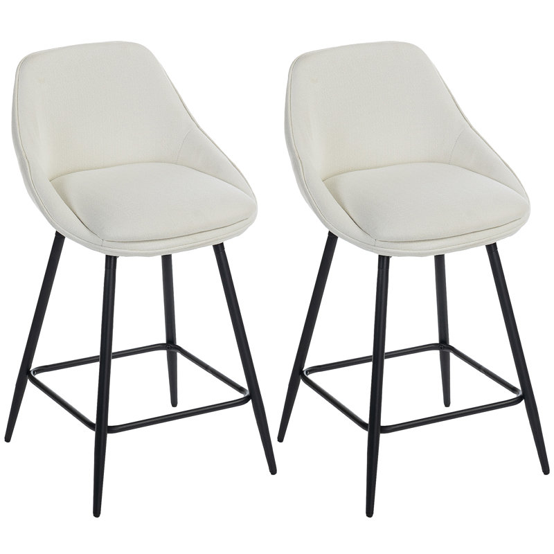 Ensemble de 2 tabourets de bar pivotants 26 po, blanc crème