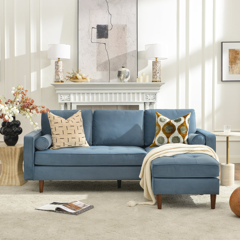 Canapé modulaire 2 pièces Geo, Velours bleu clair