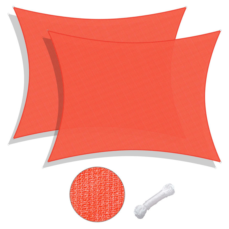 Watermelon Red 12' x 16' HDPE Sun Shade Sail Set