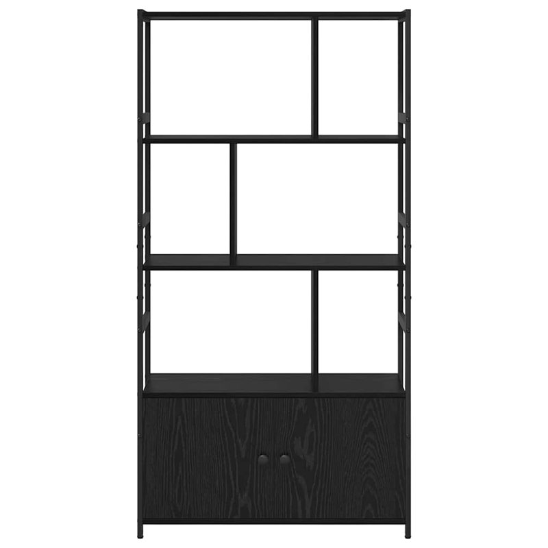 Bookshelf Engineered Wood Freestanding Tiered Home Shelving Living Room, (4 Shelves) 155.5cm H x 80cm W x 30cm D, Black