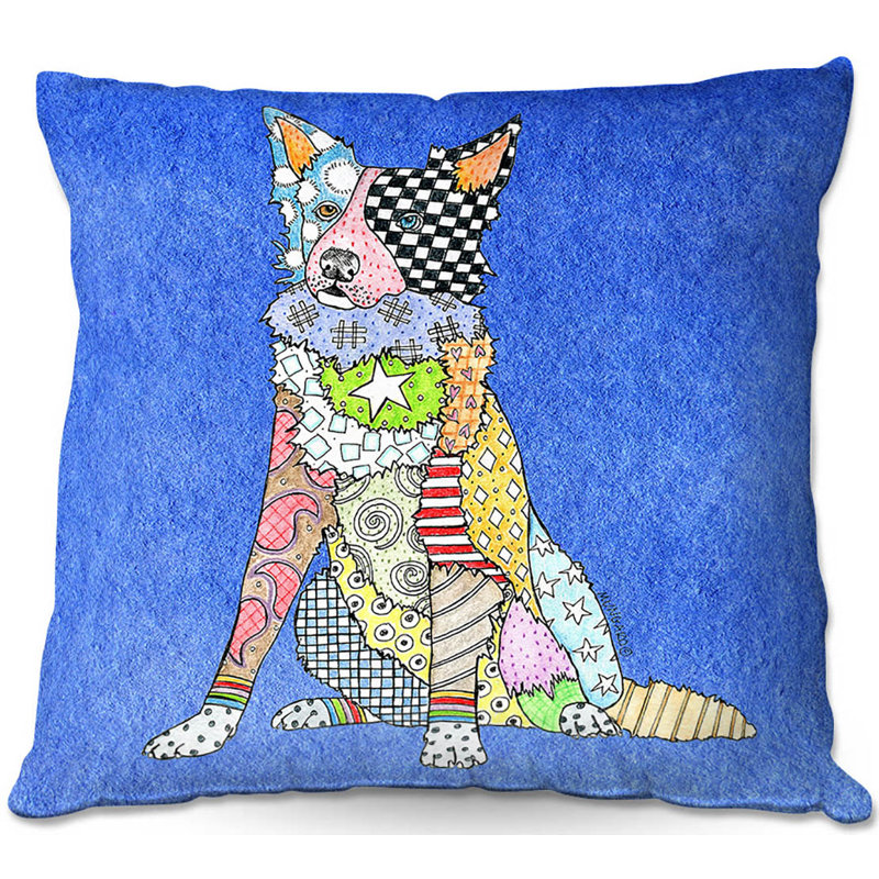  Coussin décoratif Border Collie, 20 po x 20 po, Bleu