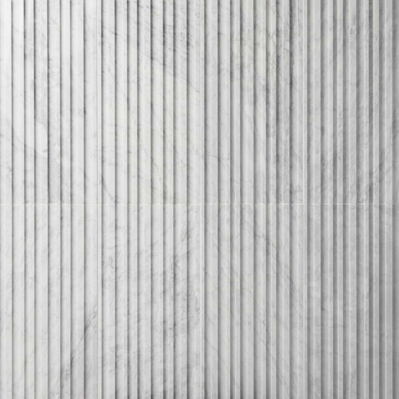 Stonework Carrara White 12x24 Marble Tile, Barcode 3D Polished/Honed