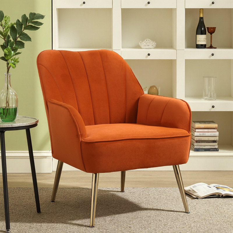 Fauteuil d'appoint en velours Sherpa, Orange