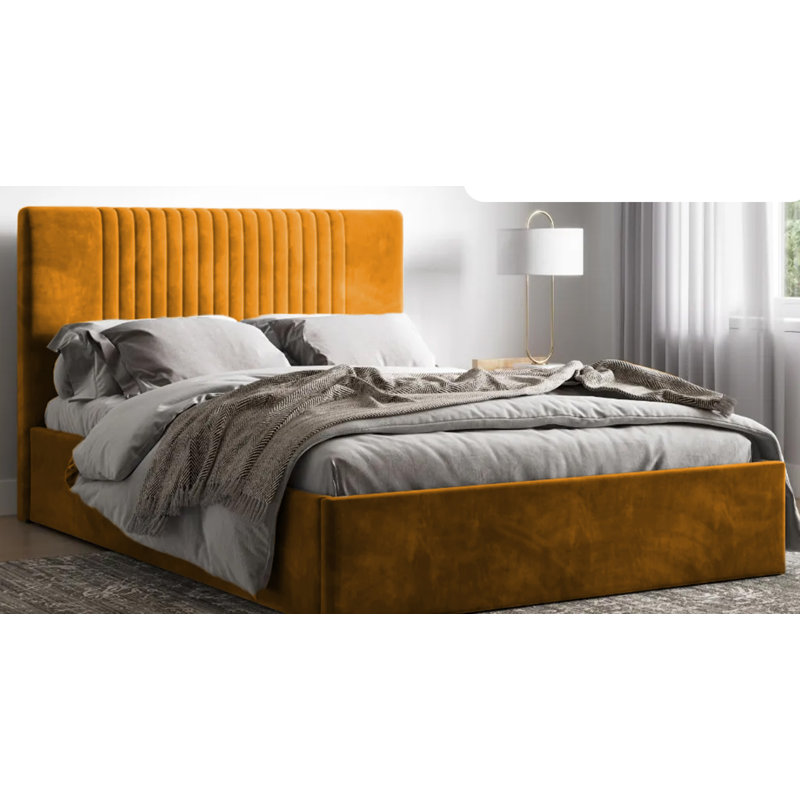 Upholstered Ottman Storage Bed Frame, Single (3'), Mustard Yellow