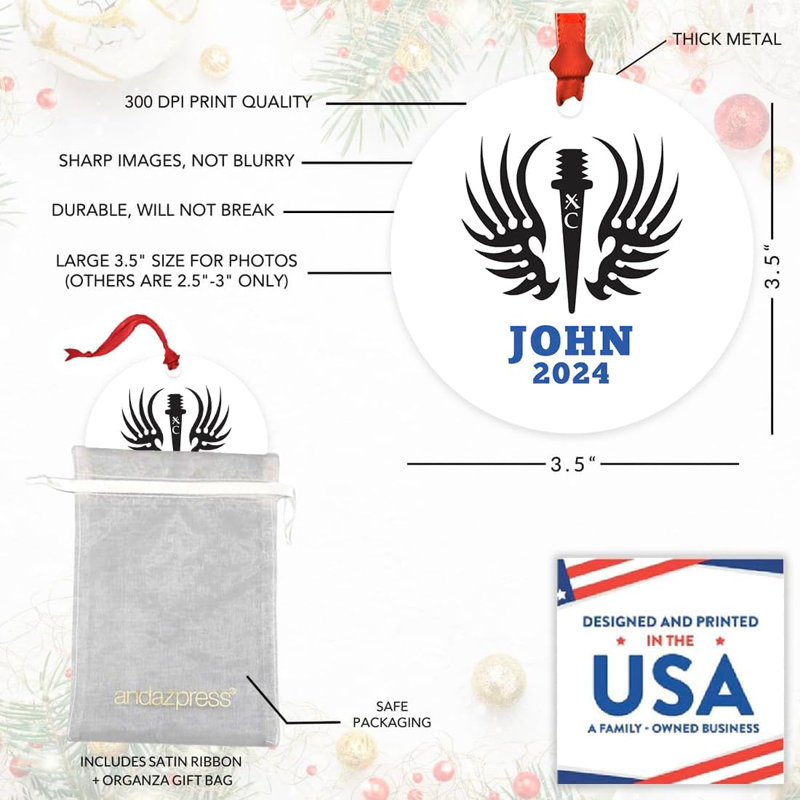 Ornement de course sur mesure en métal sur mesure avec nom et conception XC Wings, Oui
