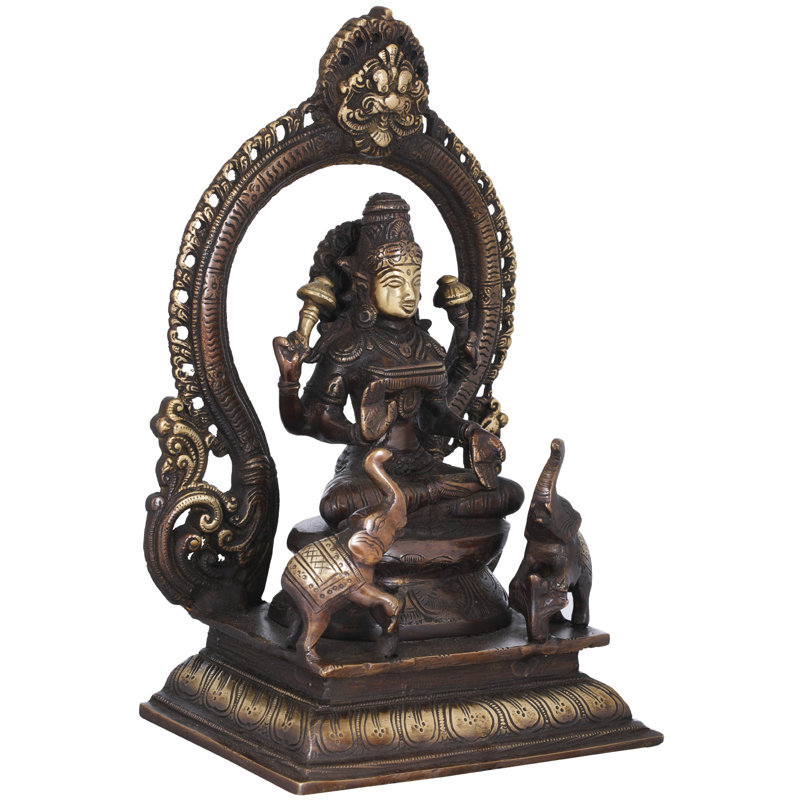 Figurine Devi Lakshmi comme Kamala avec Kirtimukha Aureole