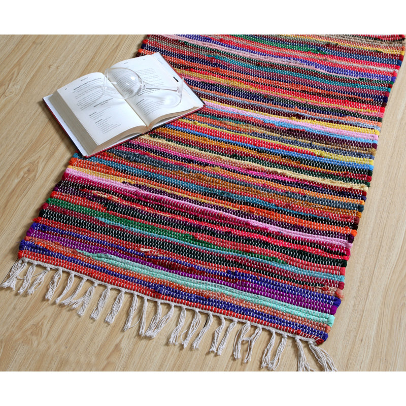 Reginald Handwoven Flat Weave Recycled Rag Rug, Rectangle 120 x 180cm