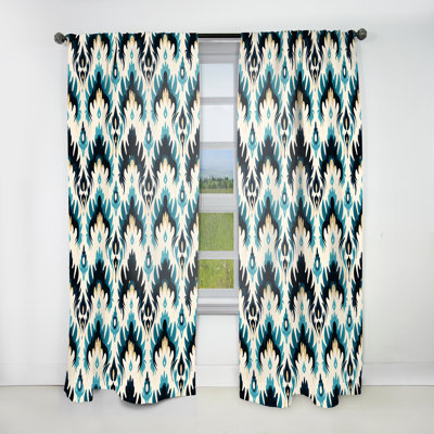 Black Urban Industrial Ikat Symphony - Vintage Curtain - Velvet Room Darkening - 1 Panel