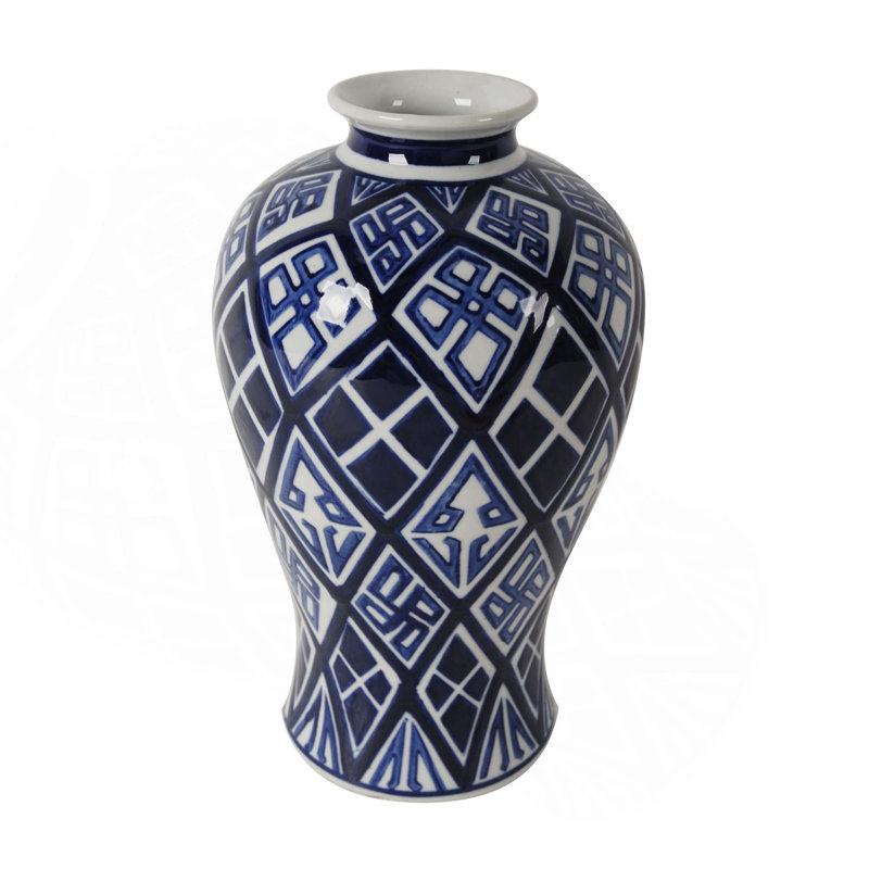 D7.8X12.8 Valora Blue And White Vase