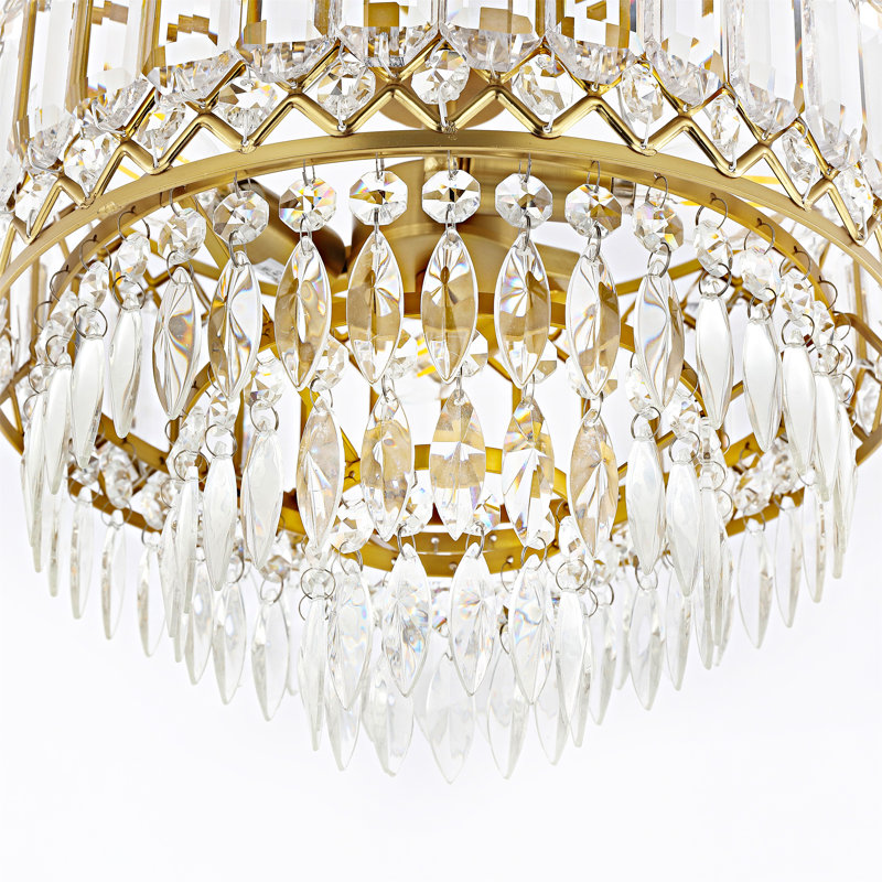Everby 3-Light Empire Crystal Flush Mount Chandelier, Gold
