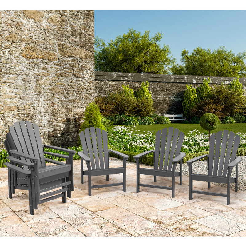 Zawadi HDPE Stacking Adirondack Chair, Gray, 6