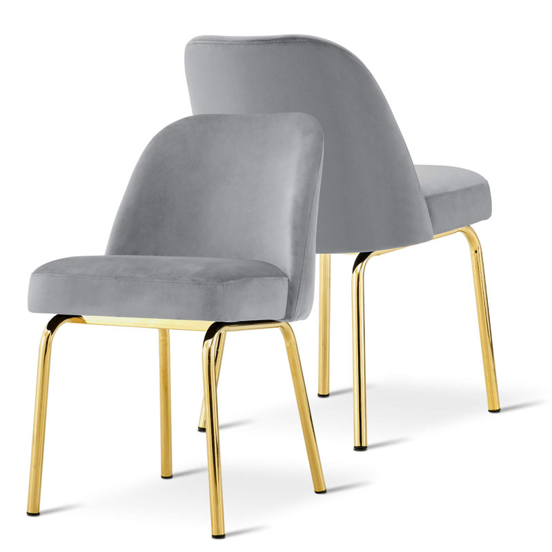 Ensemble de chaises de salle à manger rembourrées Burvin, Or, gris