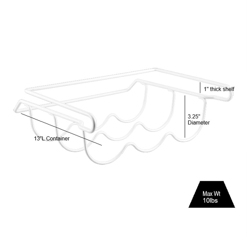 Support à vin blanc en métal verni pour dessous de tablette, 3 bouteilles, poids de 10 lb, support de 13 po de profondeur, capacité, produit