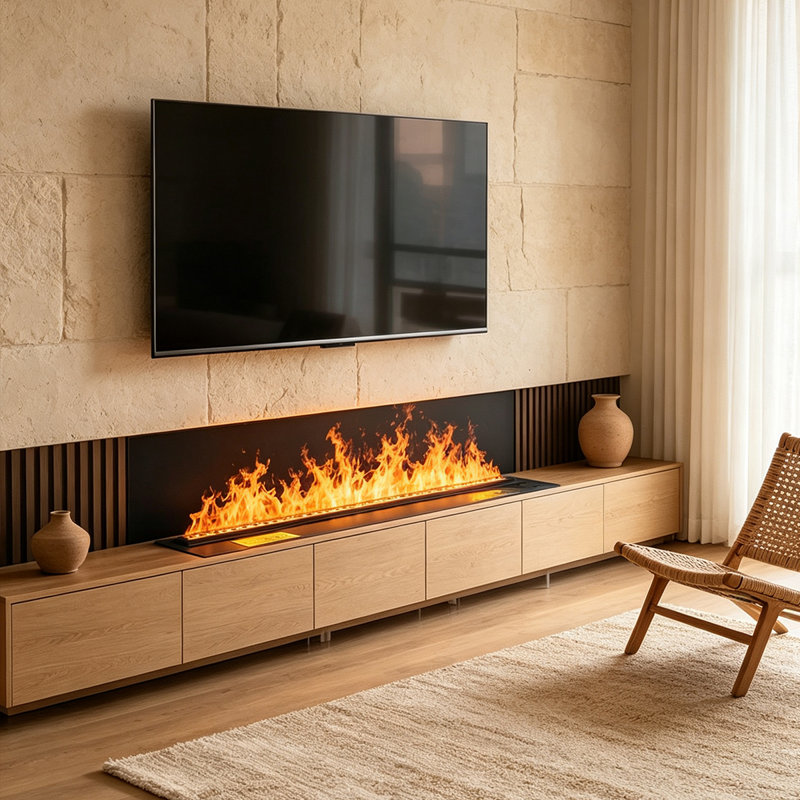 Humidificateur électrique encastré pour foyer 98,43 "4D avec brume simulée multicolore, 6.3" H x 98.43" W x 9.45" D