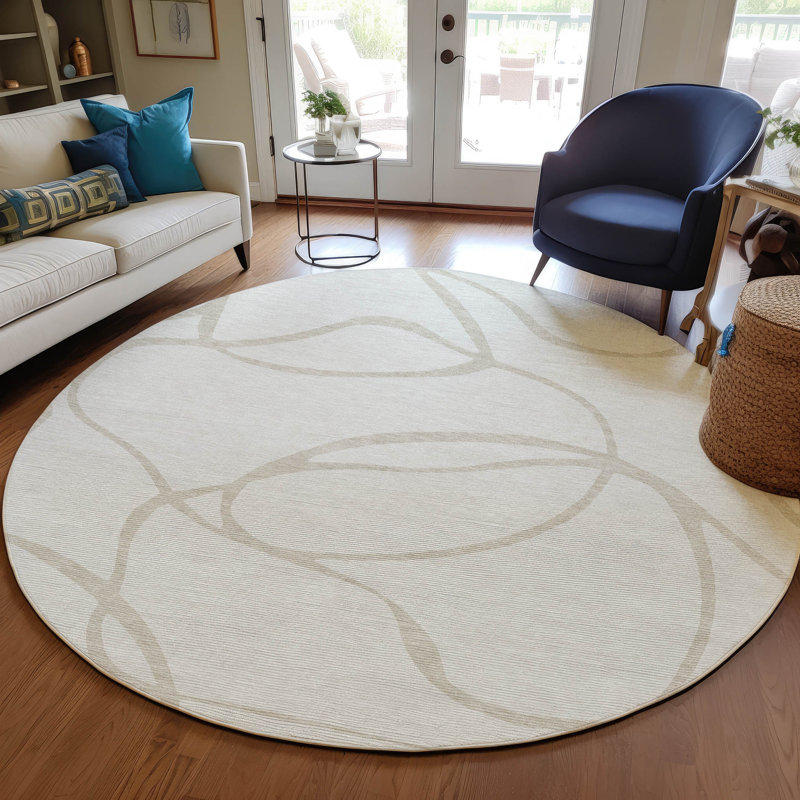Mirelle Ivory Washable Indoor-Outdoor Rug - , 8' x 8'