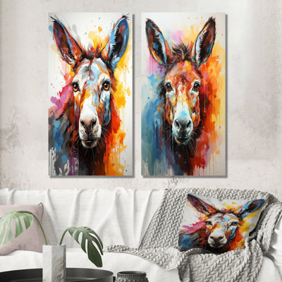 Pop Art Donkey Pop II - ensemble de 2 reproductions d'art mural d'âne