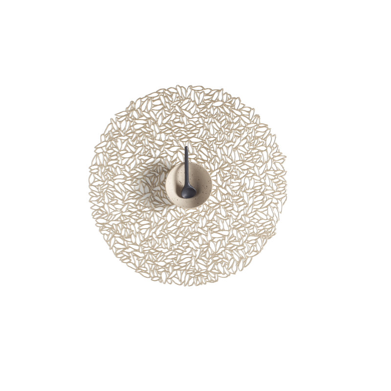 Petal Vinyl Solid Colour Round Placemat, Champagne