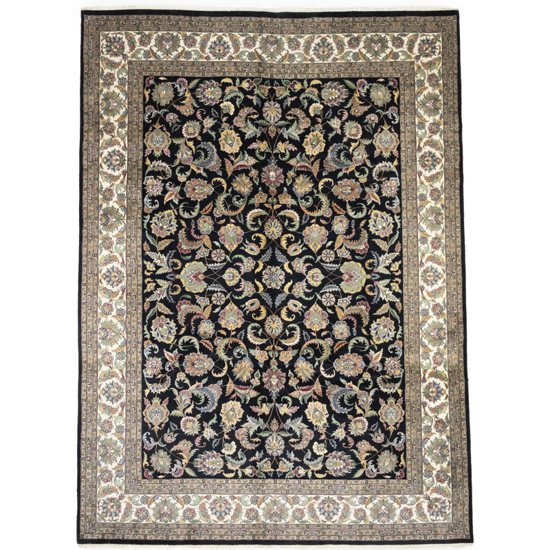Tapis oriental noir fait à la main 10X14