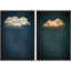 «Green Navy Dark Sky Clouds Collage Abstract Minimalist», ensemble de 2 reproductions sur toile-98126439-98126441