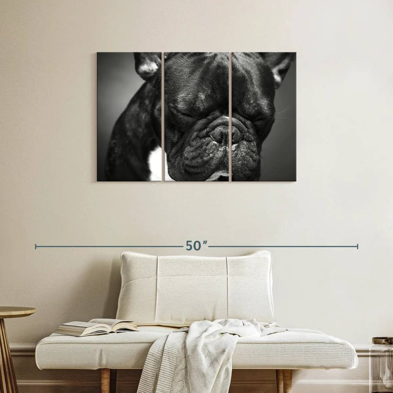 Bouledogue français mélancolique, H 24 po x l 38 po