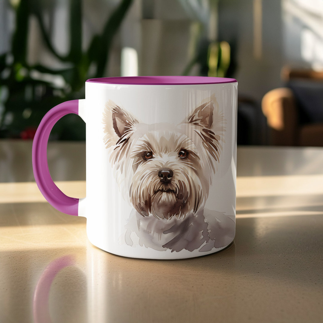 Set of 3 – 11oz Watercolour White Pomeranian Design Coffee Mug