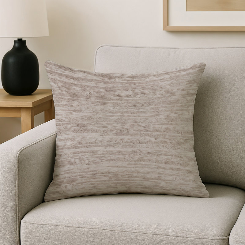 Coussin décoratif intérieur et extérieur Modern, Beige / taupe / ivoire abstrait, Carré 16 po