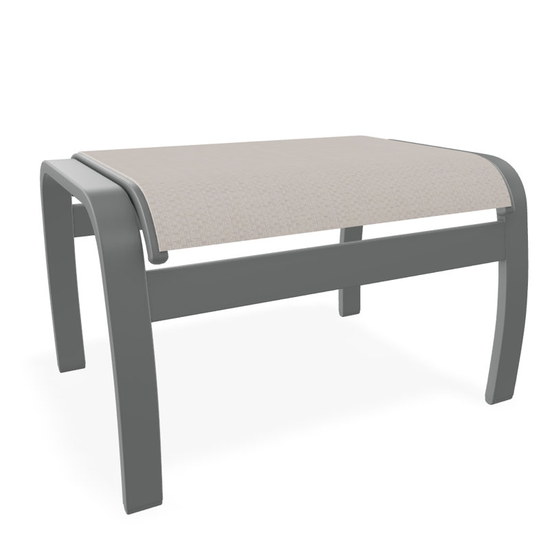Askar Metal Outdoor Ottoman, Textured Graphite, Natural