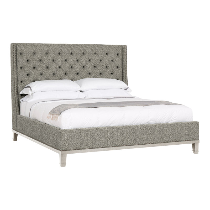 Michael Weiss Upholstered Wingback Bed, Casa Blanca, Tuck Graphite