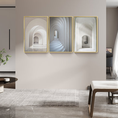 Élégant art mural encadré en aluminium - Ensemble de 3 reproductions encadrées en aluminium sur toile noire