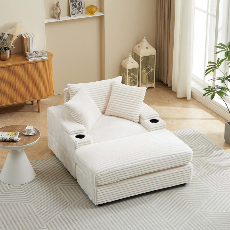 Comfortable Corduroy Sofa with Multiple Accessories for Living Room