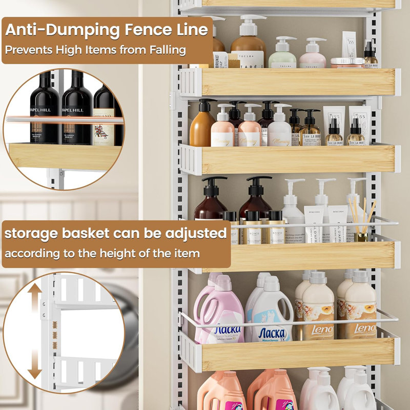 Organisateur de garde-manger à 8 niveaux avec paniers réglables, support mural ou support à épices pour armoire de cuisine, garde-robe et rangement pour garde-manger