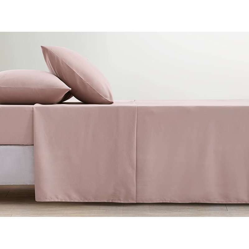 Washed Microfiber Bedding Microfiber Sheet Set, Queen Sheet Set + Fitted Sheet + 2 Pillowcases, Woodrose