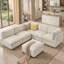 Canapé modulaire surdimensionné de 130 po en velours côtelé avec repose-pieds, canapé 6 places pour le salon, beige-2134041934